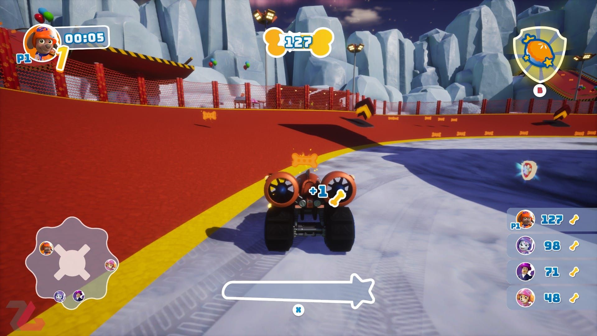 حالت آرنا در مسیر برفی در بازی PAW Patrol Rescue Wheels Championship