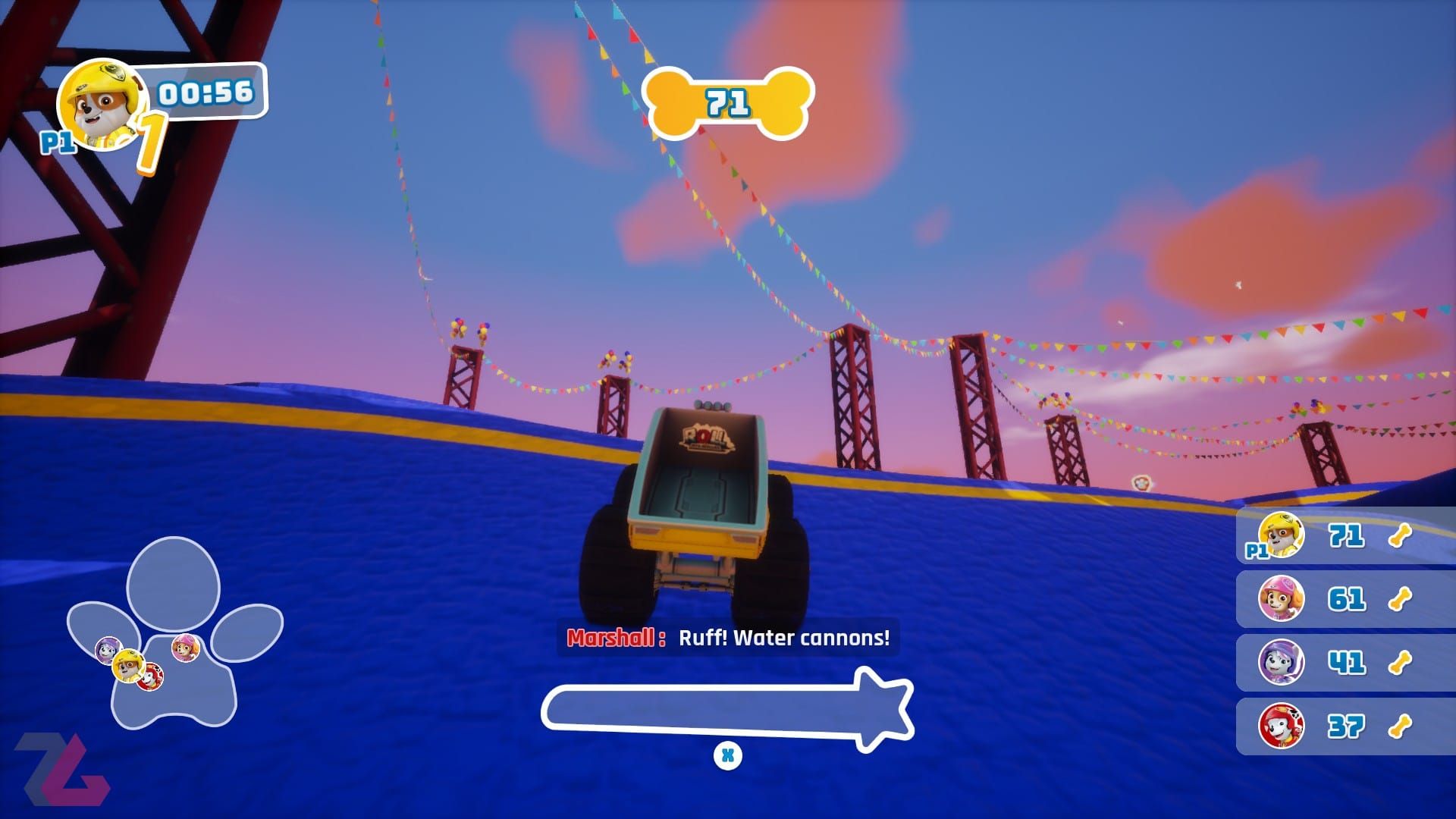 جمع کردن استخوان در حالت آرنا در بازی PAW Patrol Rescue Wheels Championship