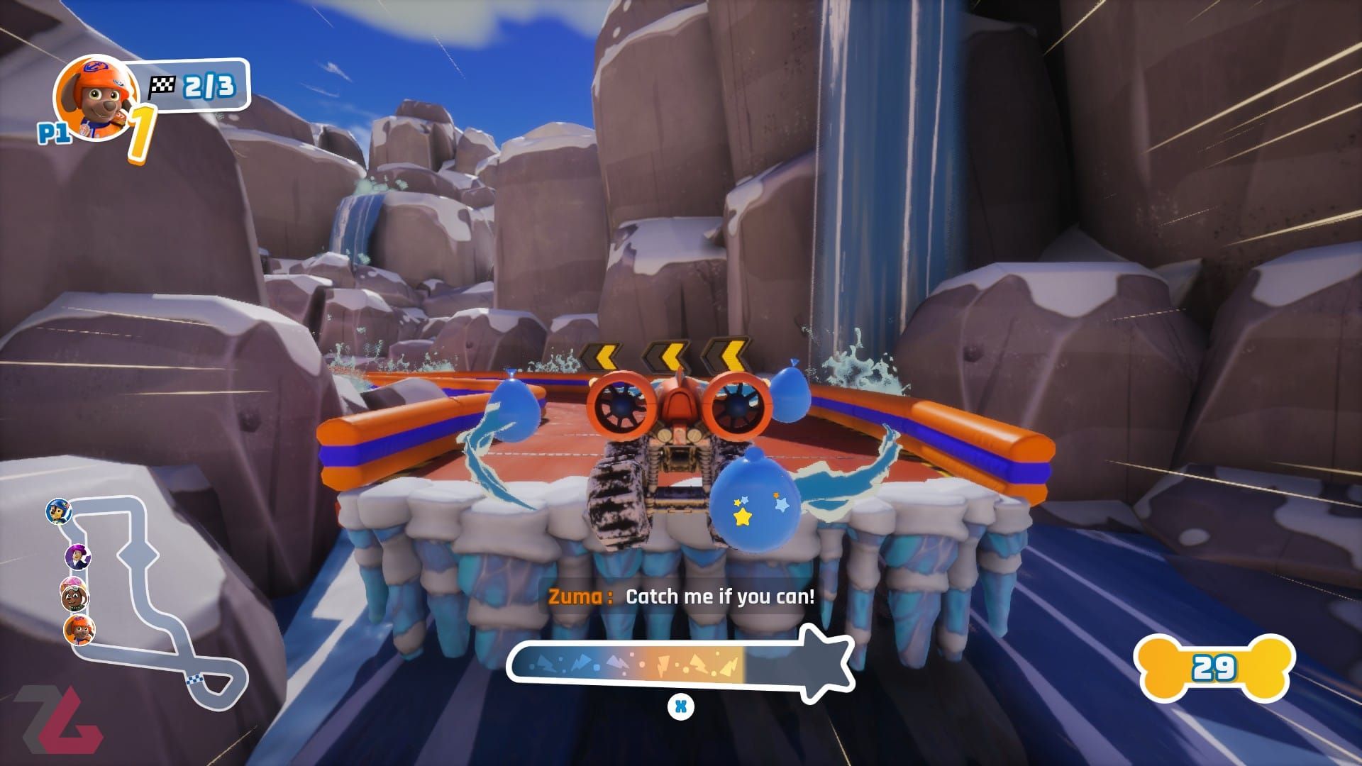 زوما معلق در هوا در بازی PAW Patrol Rescue Wheels Championship