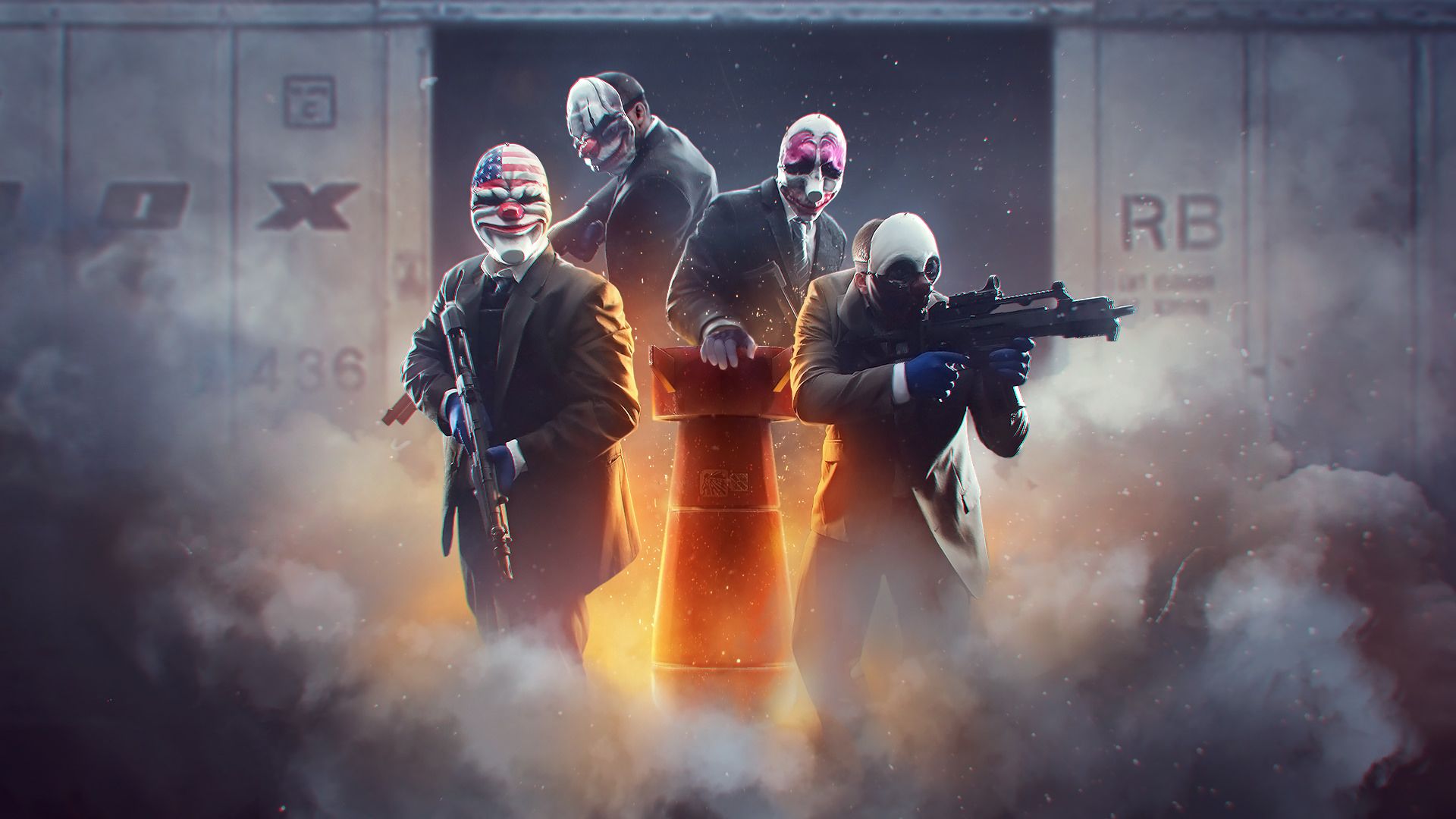 چهار سارق پول تا دندان مسلح در کاور بازی Payday 2