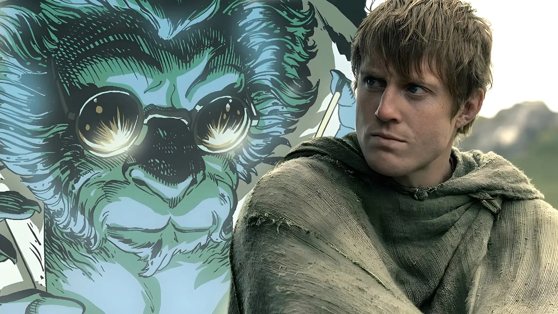 چهره پیتر کلافی (Peter Claffey) در کنار تصویر کمیک بیست (Beast)