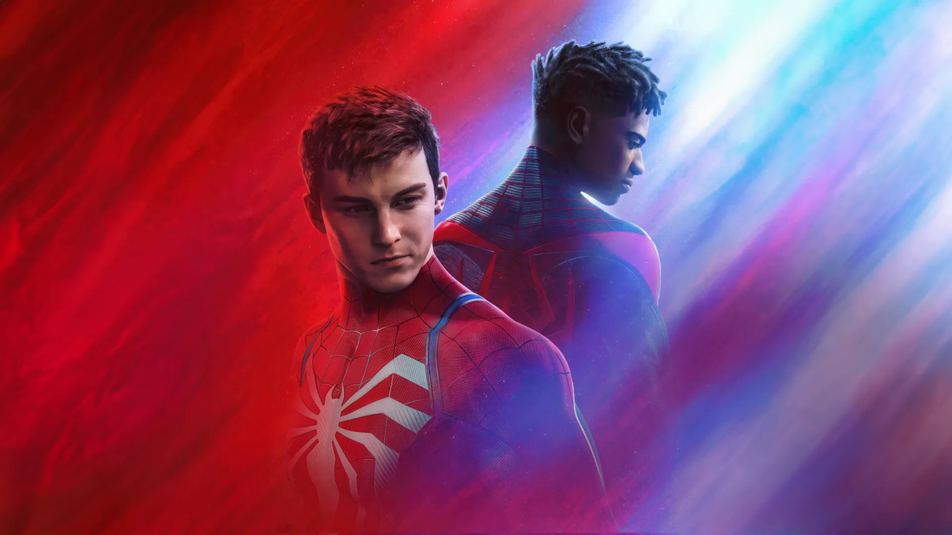 چهره پیتر پارکر (Peter Parker) و مایلز مورالز (Miles Morales) در بازی Marvel's Spider-Man 2
