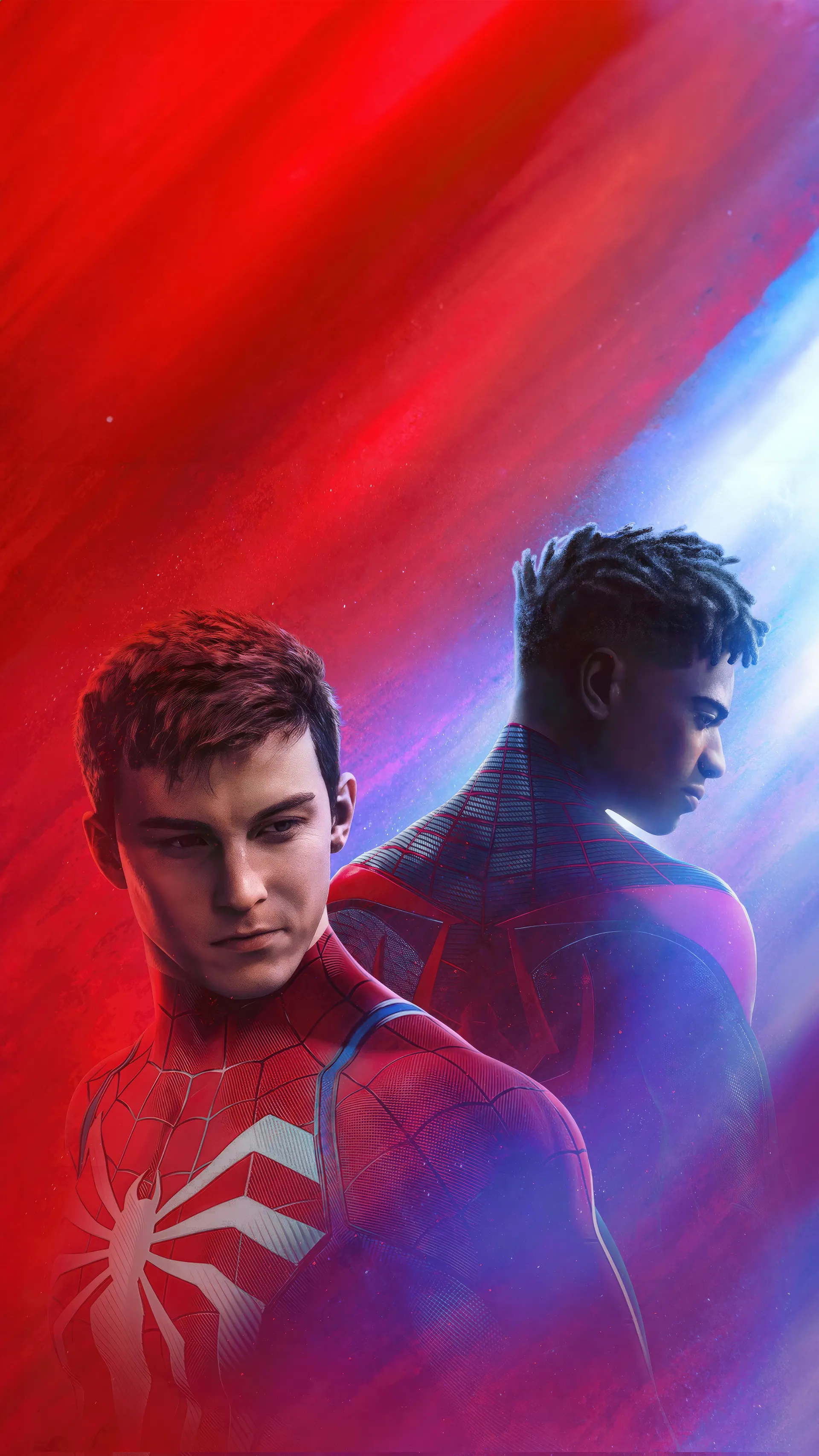 چهره پیتر پارکر (Peter Parker) و مایلز مورالز (Miles Morales) در بازی Marvel's Spider-Man 2