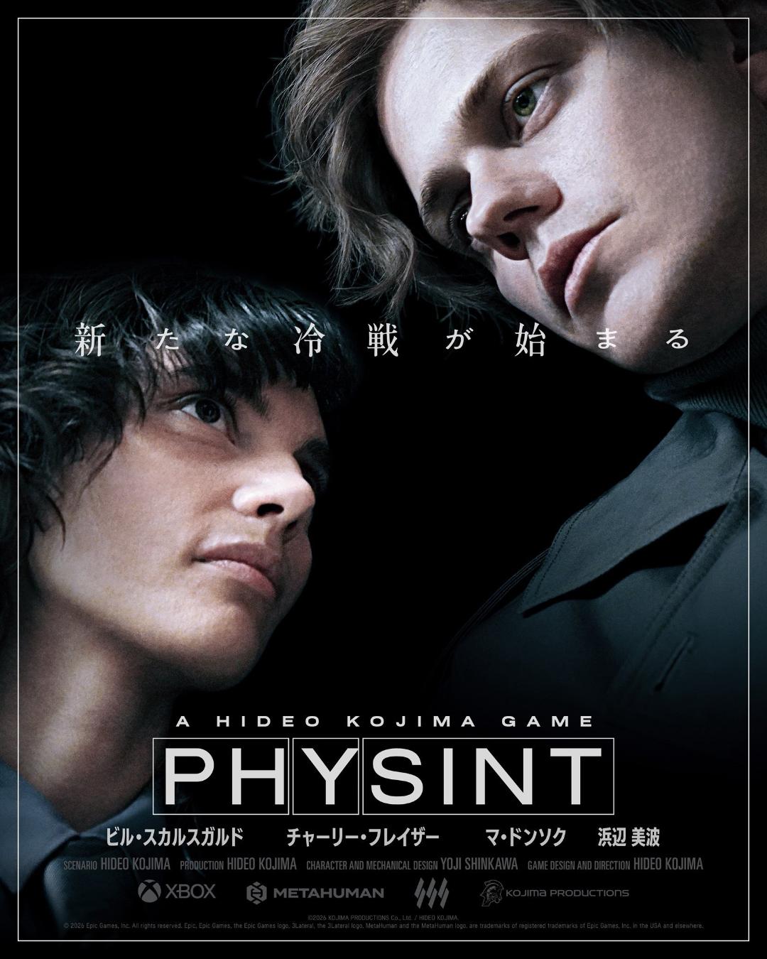 چهره‌های دو شخصیت اصلی در پوستر بازی Physint ساخته هیدئو کوجیما (Hideo Kojima)