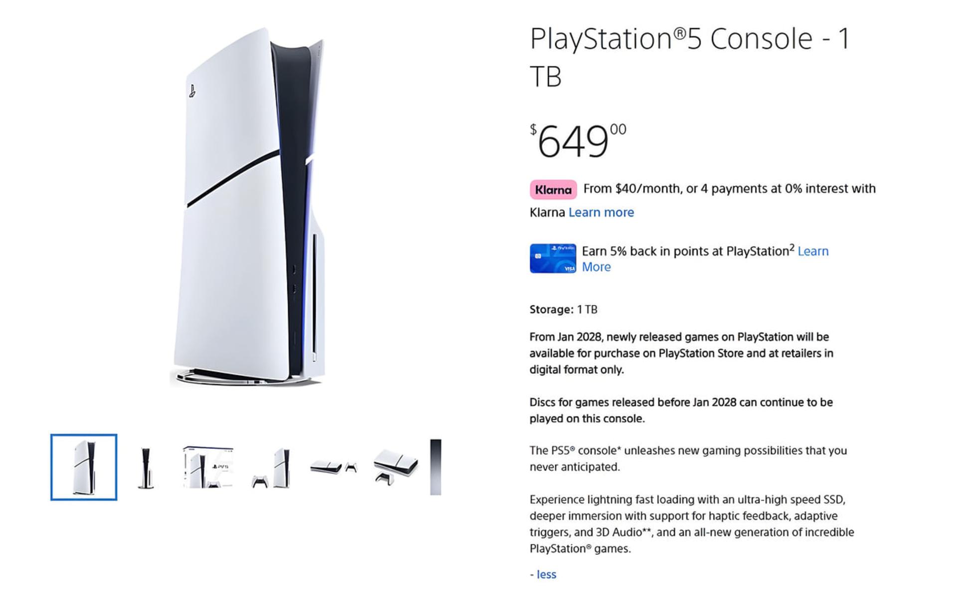 کنسول بازی پلی‌استیشن ۵ (PlayStation 5) با حافظه یک ترابایت