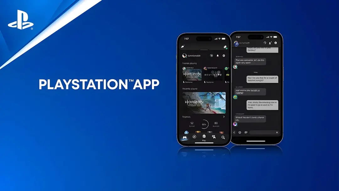 رابط کاربری اپلیکیشن پلی‌استیشن (PlayStation App) در دو گوشی هوشمند