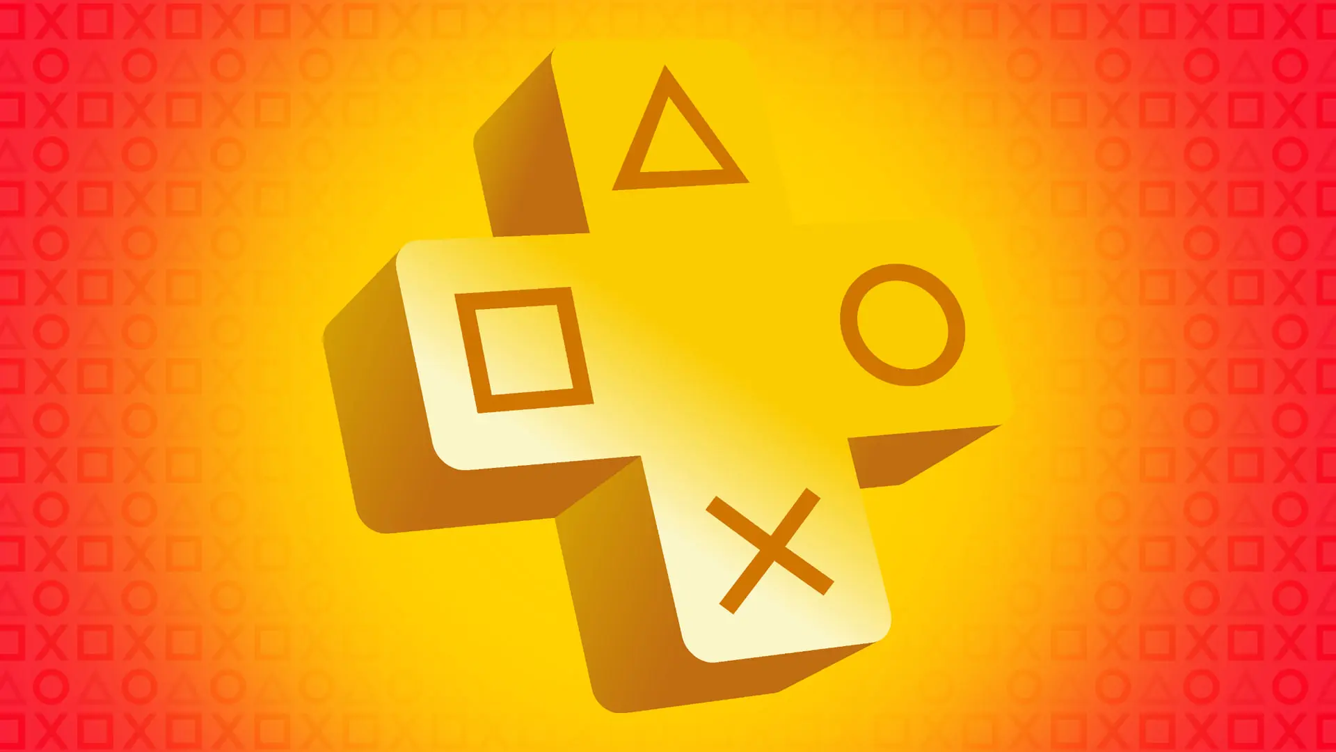 نماد سه بعدی سرویس پلی استیشن پلاس (PlayStation Plus) با نمادهای دکمه‌های کنترلر