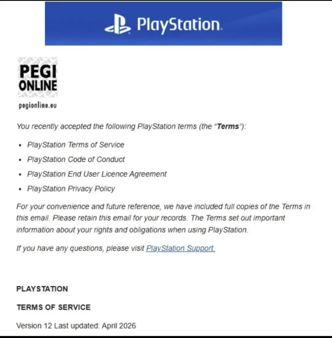 متن ایمیل رسمی پلی استیشن (PlayStation) درباره تغییر شرایط خدمات و قوانین کاربران
