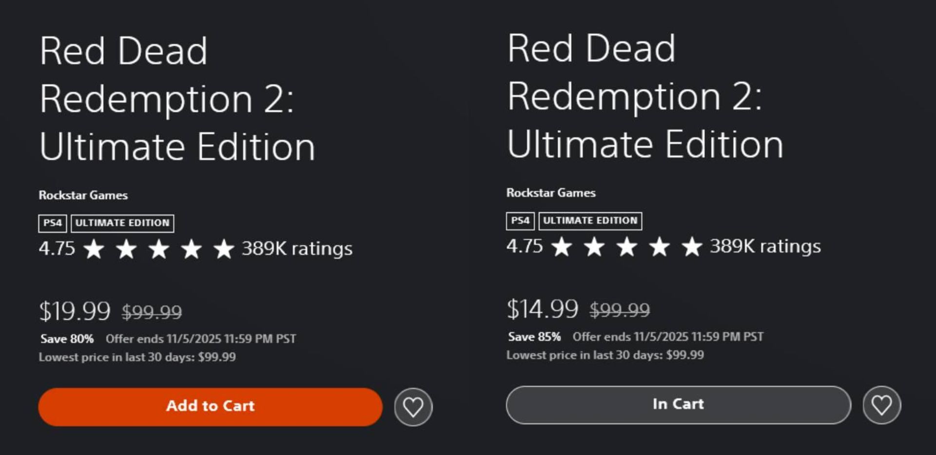 سیستم قیمت گذاری پویا فروشگاه پلی استیشن برای نسخه‌ی Ultimate Edition بازی Red Dead Redemption 2