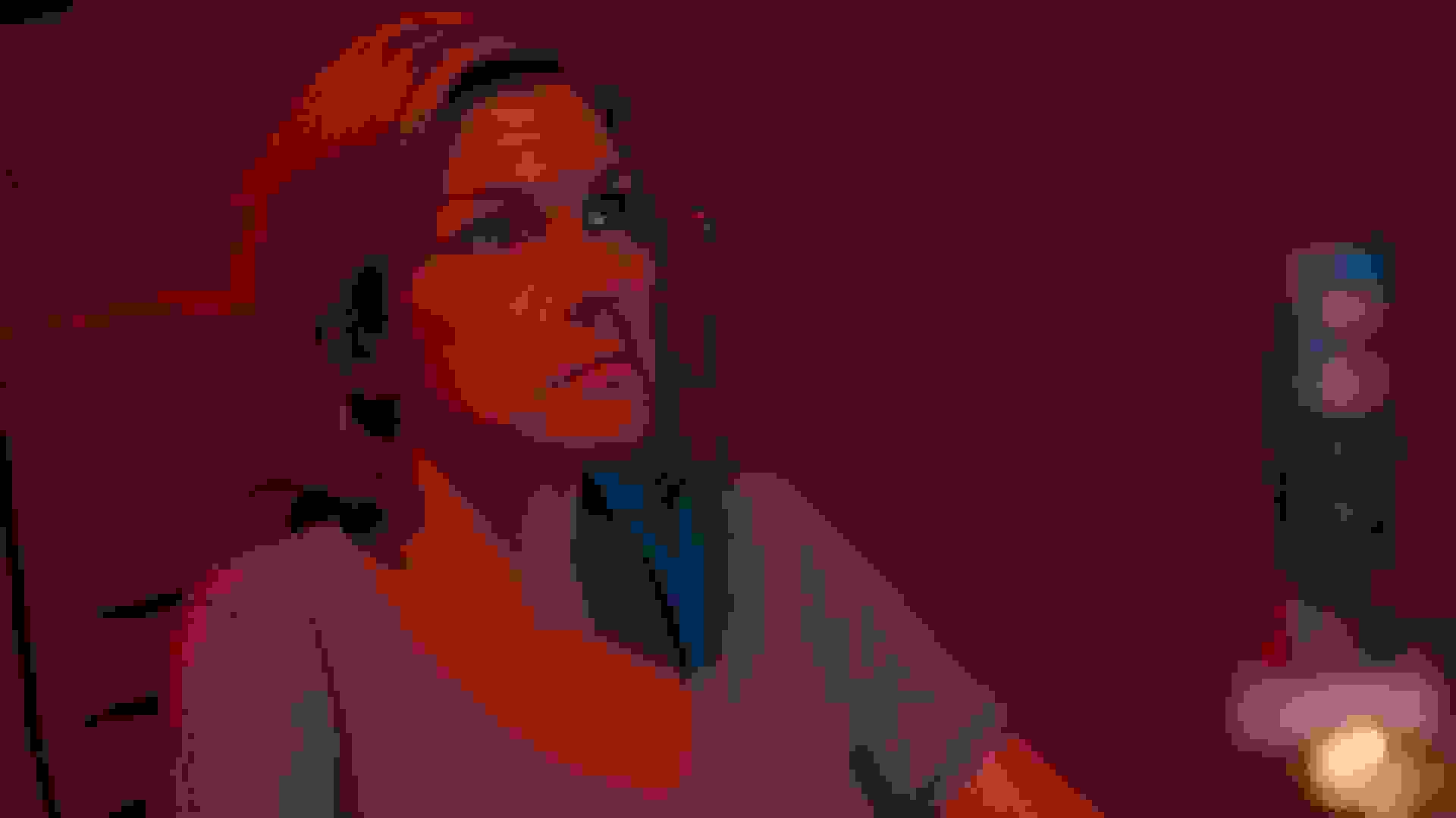 ریا سیهورن در حال نگاه کردن در سریال pluribus part 7