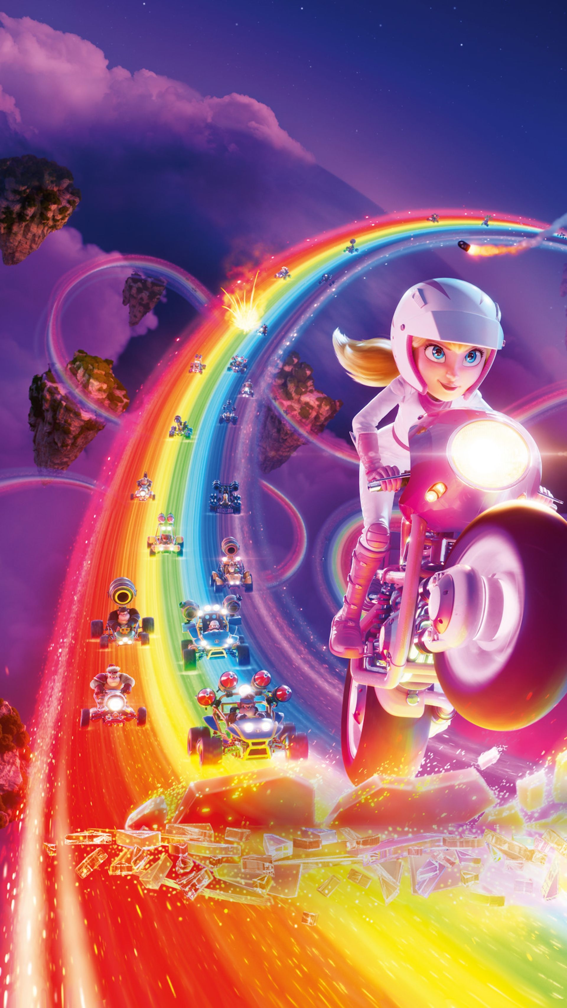 پیشتازی پرنسس هلو (Princess Peach) در پیست رنگین‌کمانی بازی Mario Kart 8 Deluxe