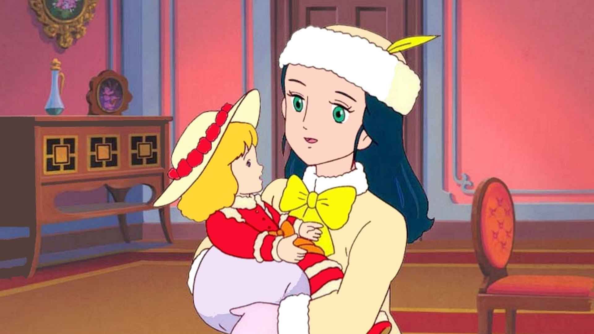 شخصیت سارا کرو در حال مراقبت از یک کودک در انیمه Princess Sara