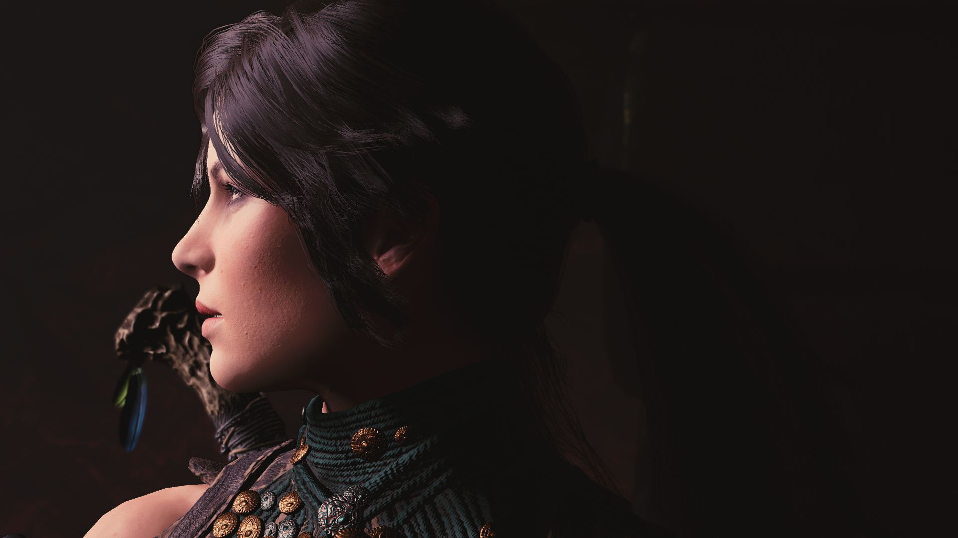 چهره نیم‌رخ لارا کرافت (Lara Croft) در بازی Shadow of the Tomb Raider