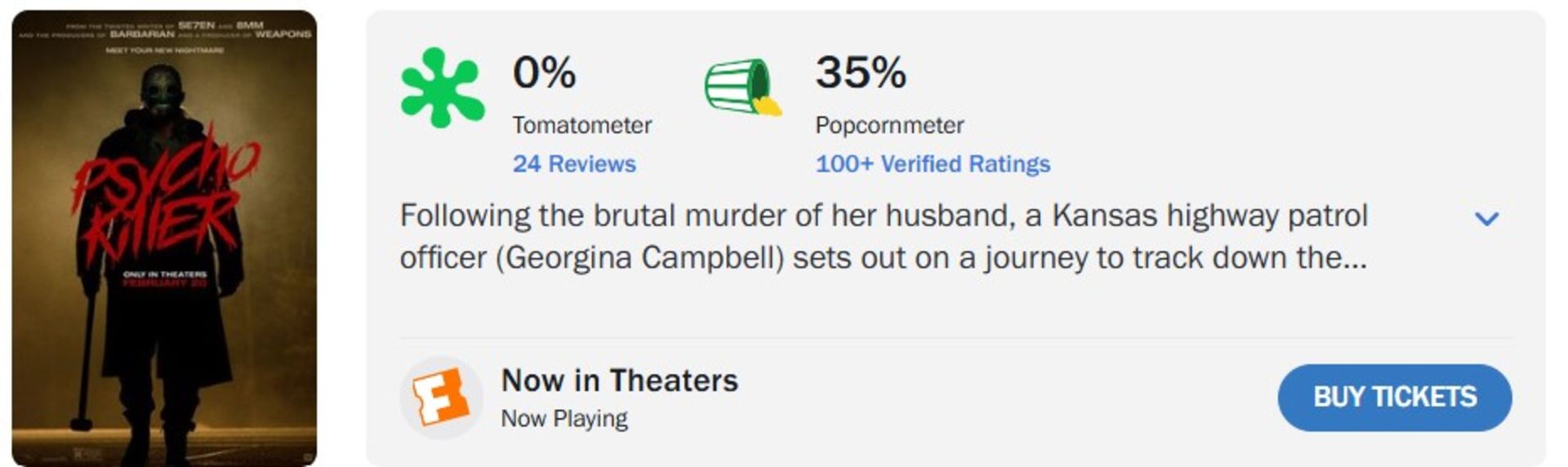 نمرات فیلم ترسناک Psycho Killer در راتن تومیتوز