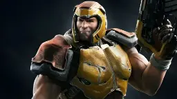 شخصیت جنگجوی بازی Quake Champions با زره زرد و قهوه‌ای