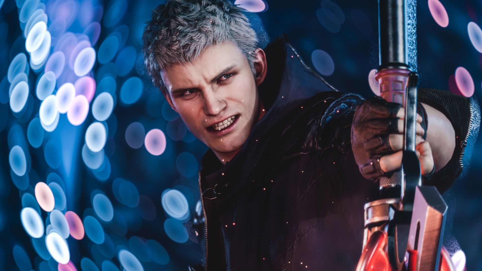 چهره خشمگین و عصبانی نرو (Nero) در بازی Devil May Cry 5