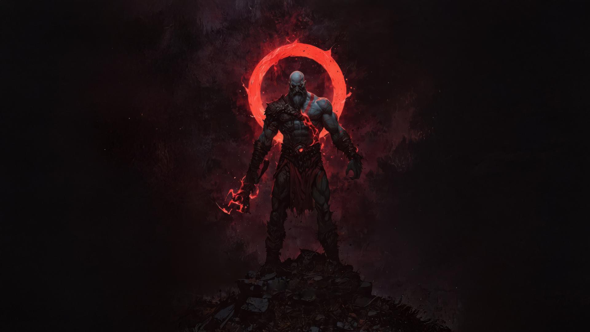 خشم و عصبانیت کریتوس (Kratos) در بازی God of War Ragnarök (از نمای جلو)