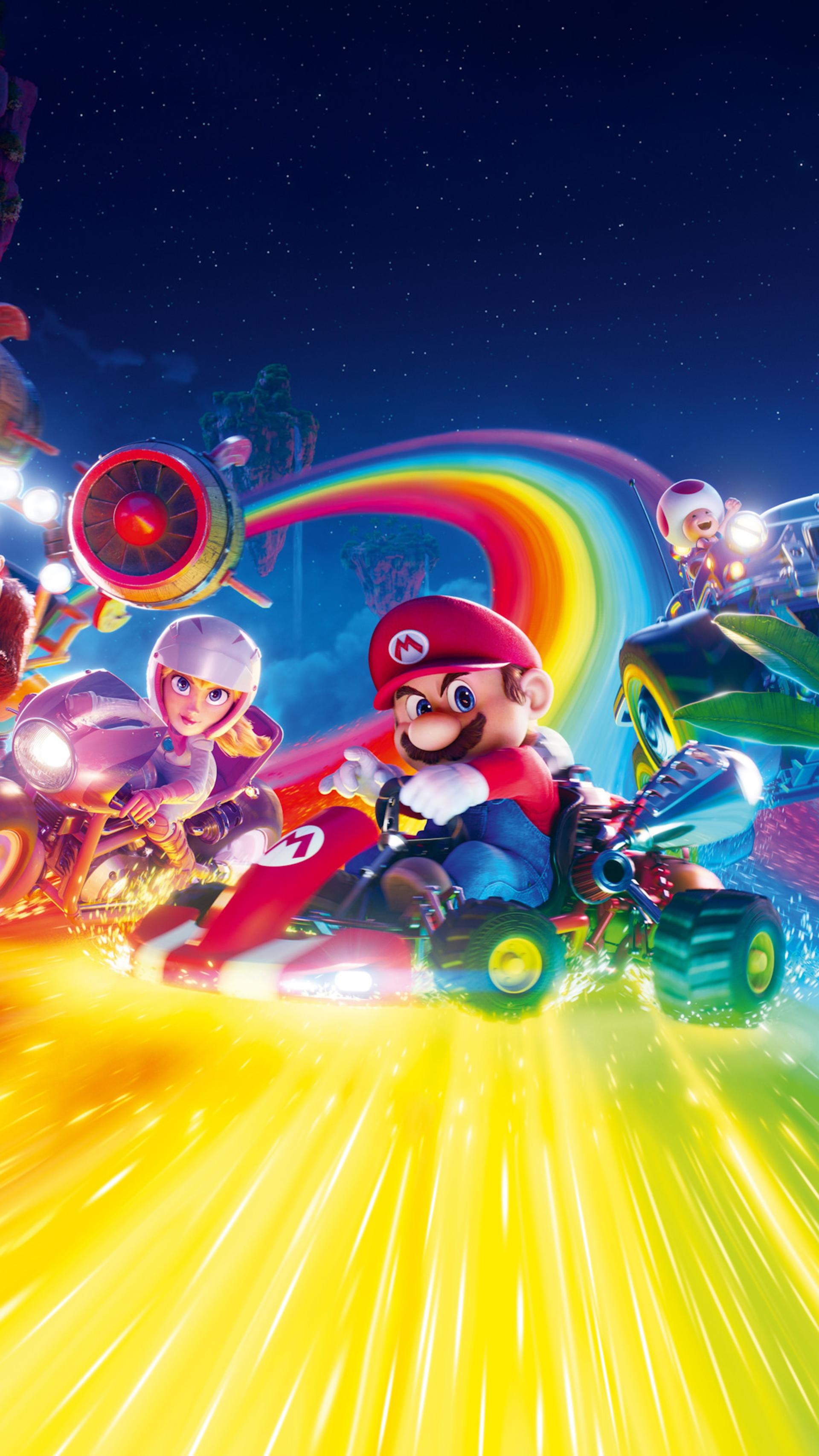 رقابت شخصیت‌های بازی Mario Kart 8 Deluxe در پیست رنگین‌کمان