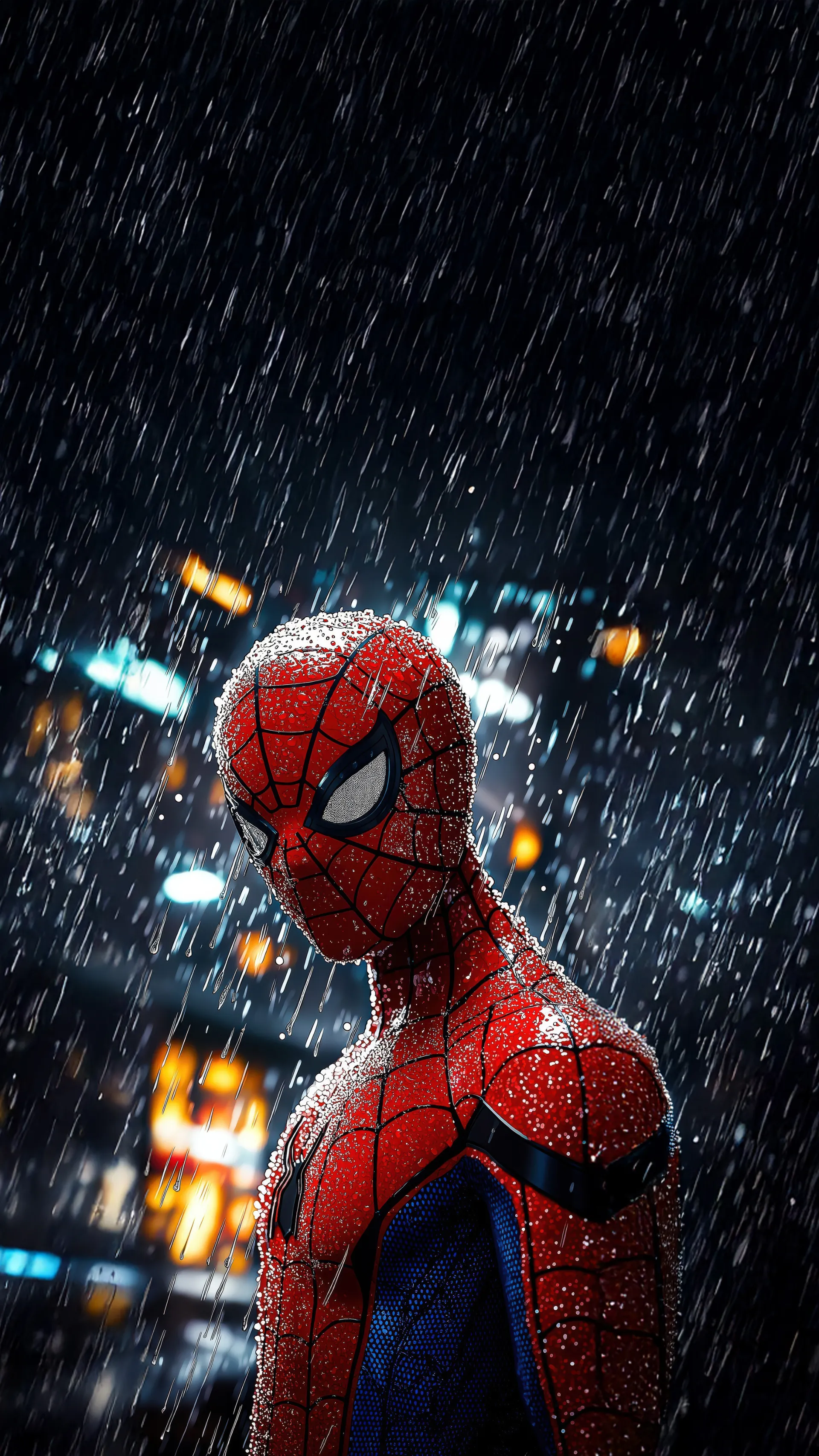 قطرات باران روی لباس مرد عنکبوتی در بازی Marvel's Spider-Man 2