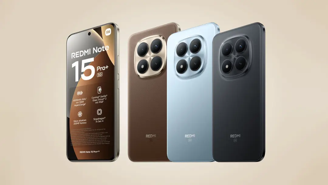 گوشی Redmi Note 15 Pro Plus در سه رنگ مختلف