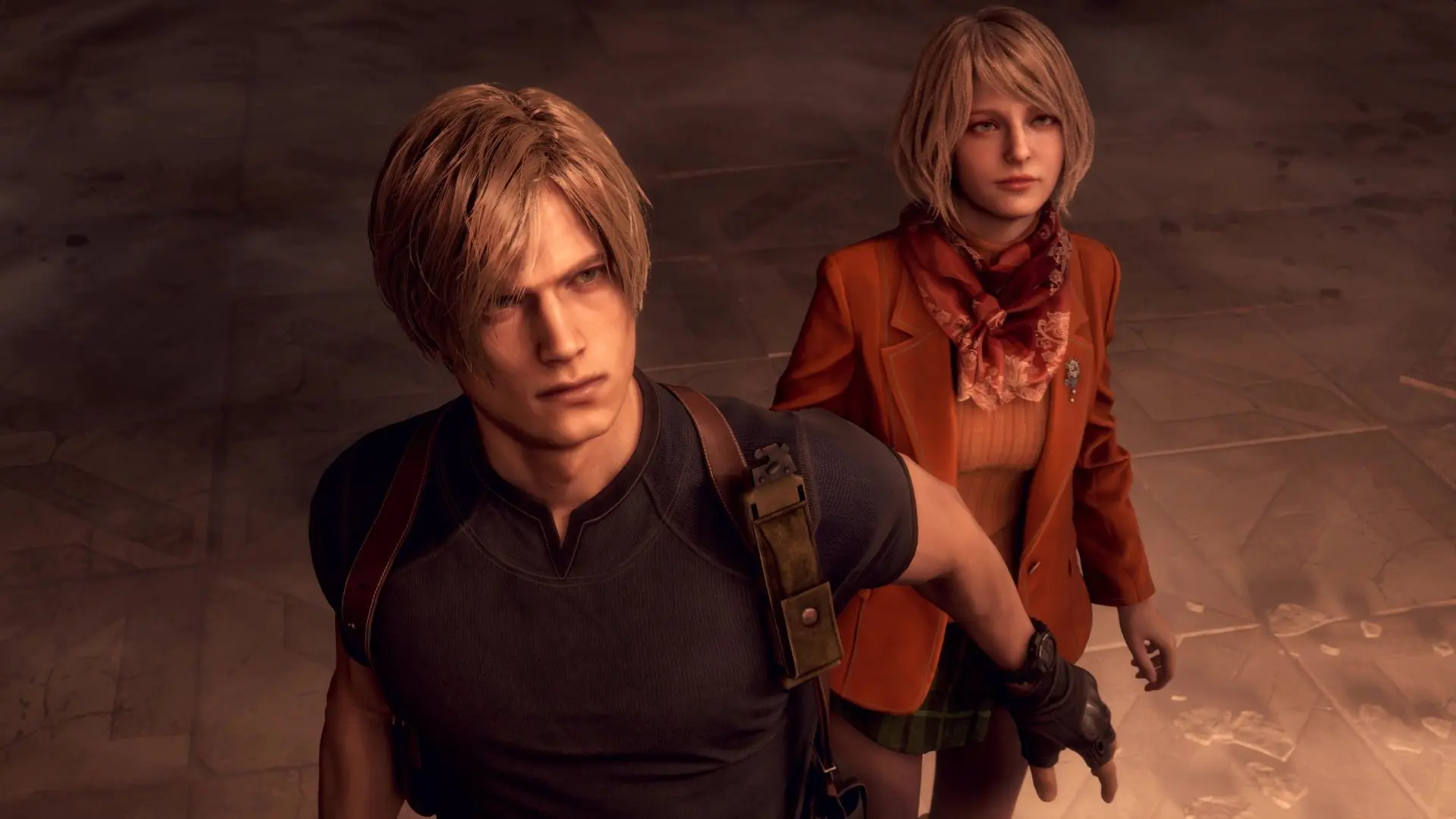 لیان کندی (Leon S. Kennedy) و اشلی گراهام (Ashley Graham) در بازی رزیدنت اویل ۴