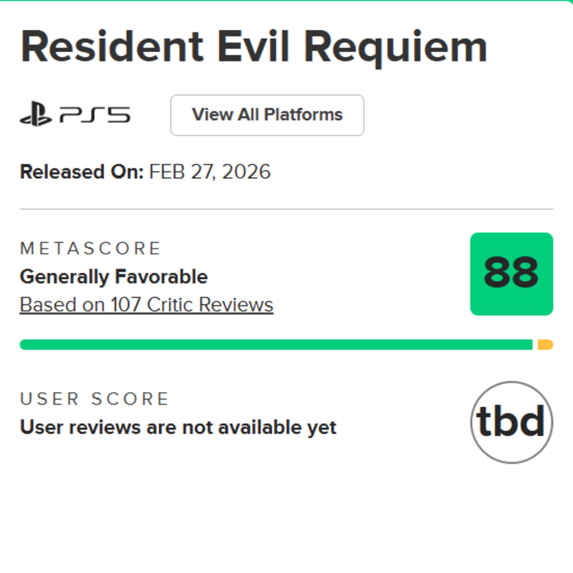 میانگین نقدها و نمرات بازی Resident Evil Requiem در وب‌سایت متاکریتیک (Metacritic)