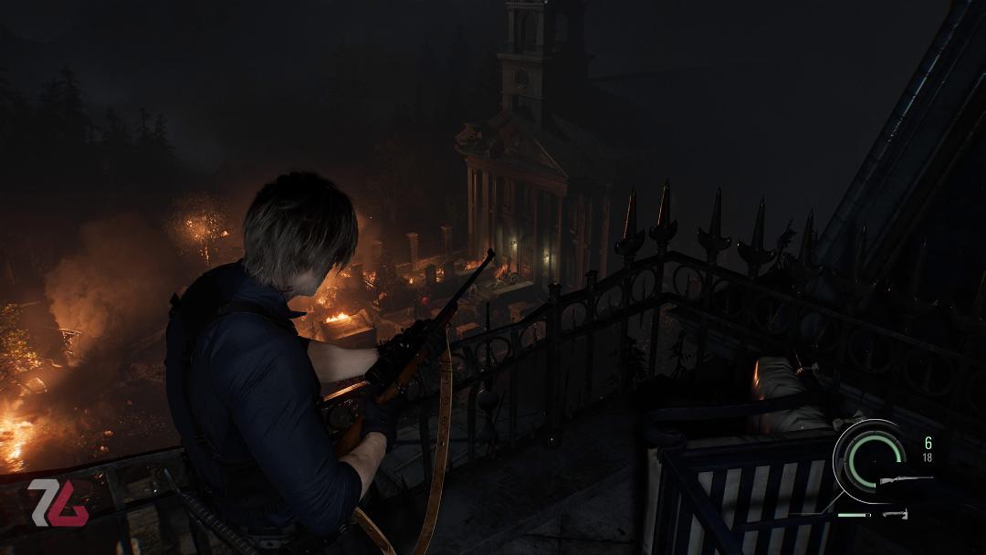 استفاده لیان از تفنگ اسنایپر (رایفل) در بازی Resident Evil Requiem