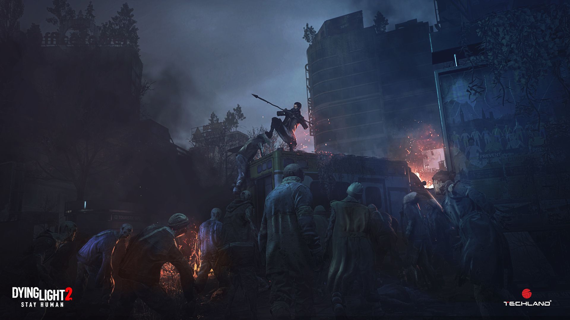 مقاومت شخصیت اصلی بازی Dying Light 2 Stay Human در برابر حمله زامبی‌ها