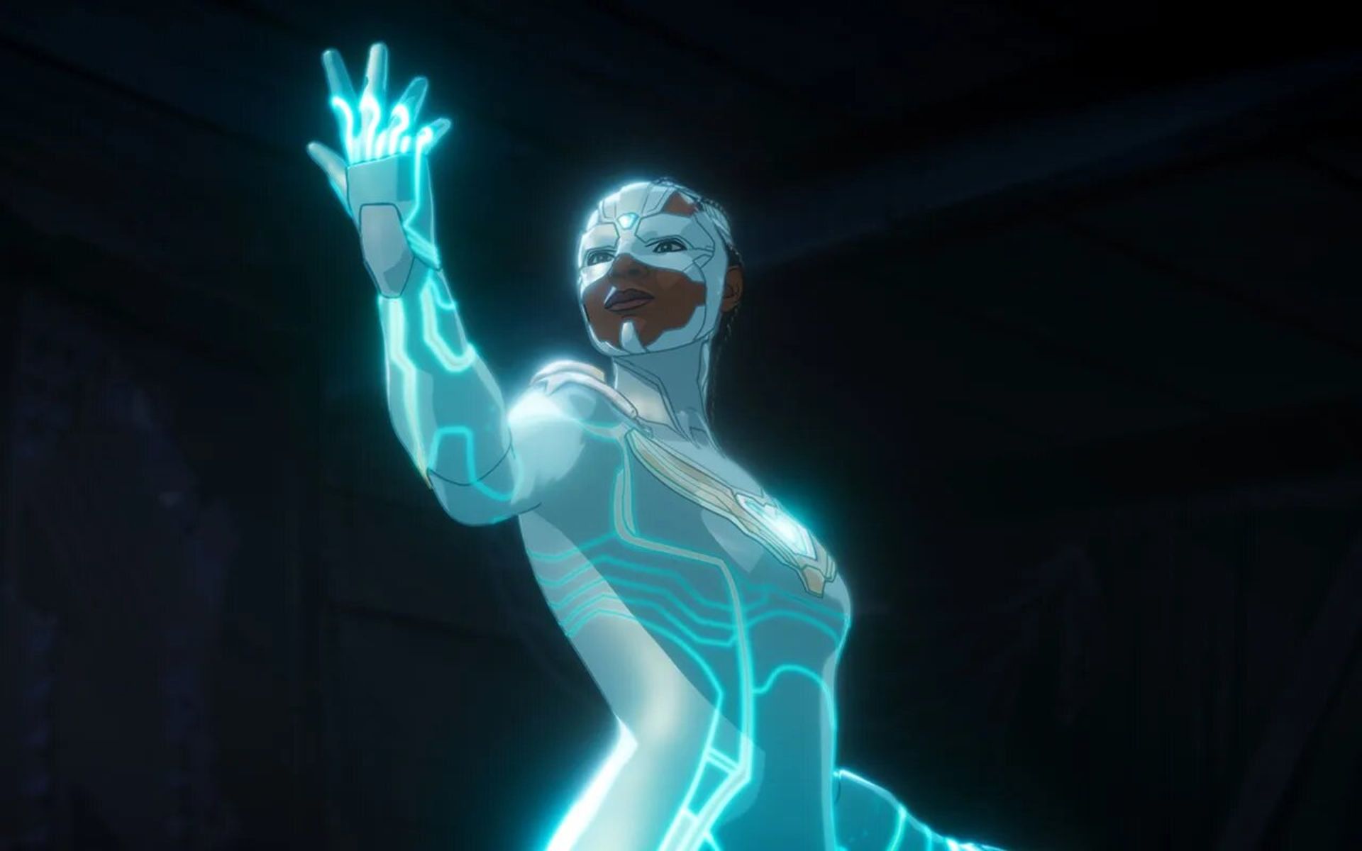 ریری ویلیامز با لباس ویژن سفید در فصل سوم انیمیشن What If 