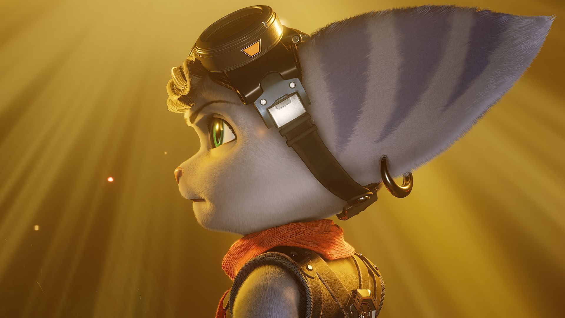 نمایی کلوزآپ از چهره شخصیت ریوت (Rivet) در بازی Ratchet & Clank: Rift Apart