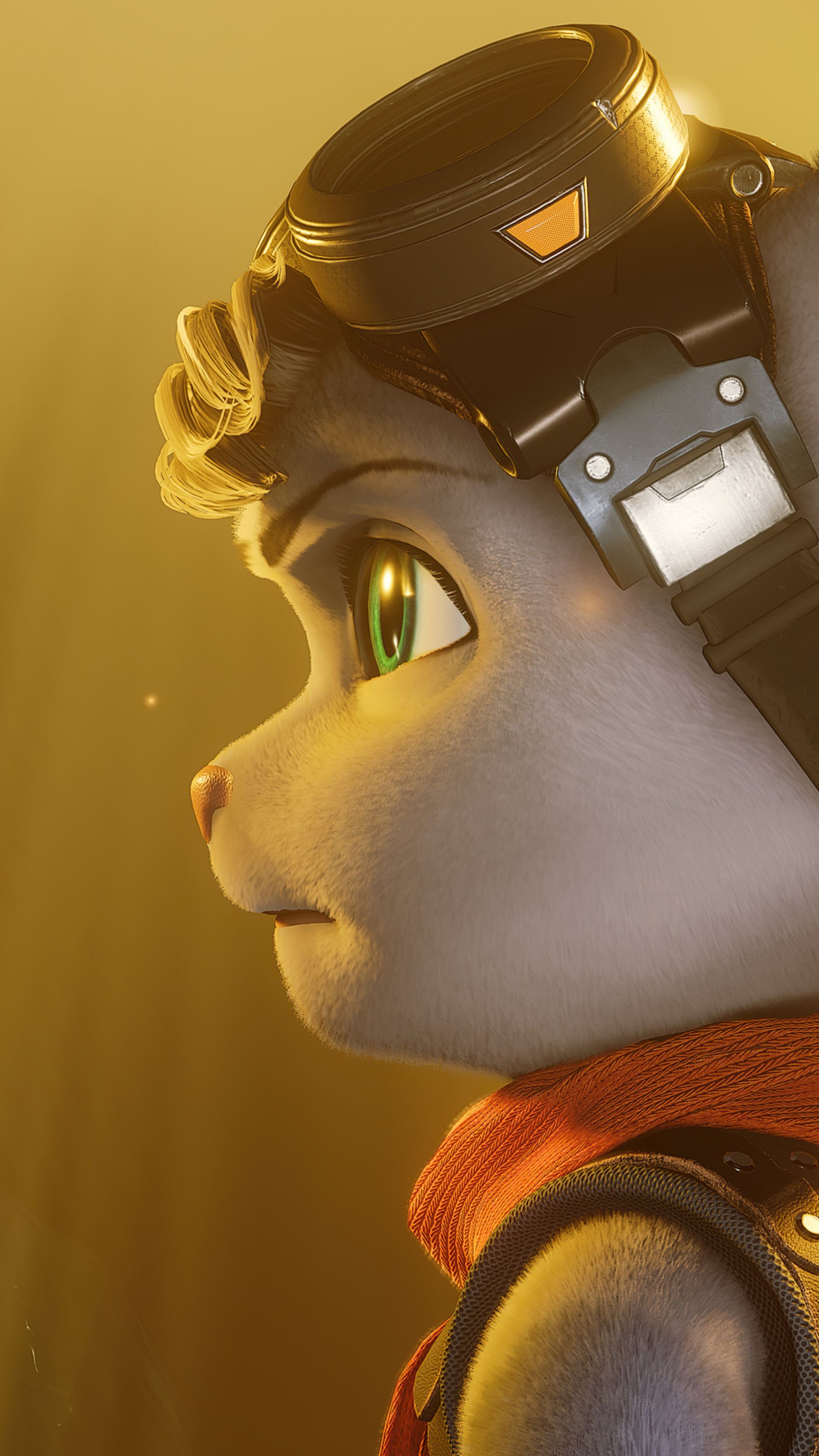 نمایی کلوزآپ از چهره شخصیت ریوت (Rivet) در بازی Ratchet & Clank: Rift Apart
