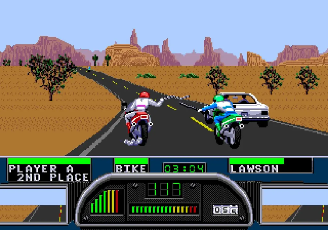 جنگ دو موتورسوار در بازی Road Rash 2