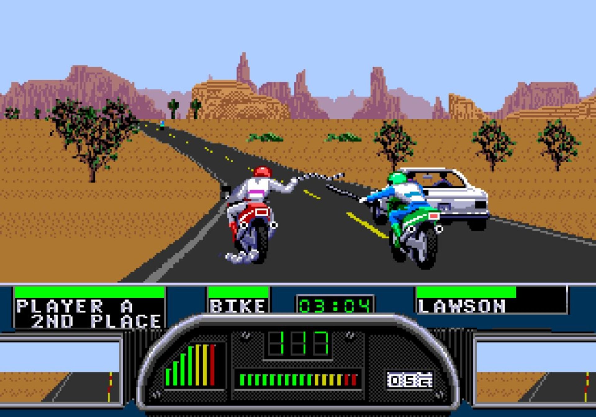 جنگ دو موتورسوار در بازی Road Rash 2