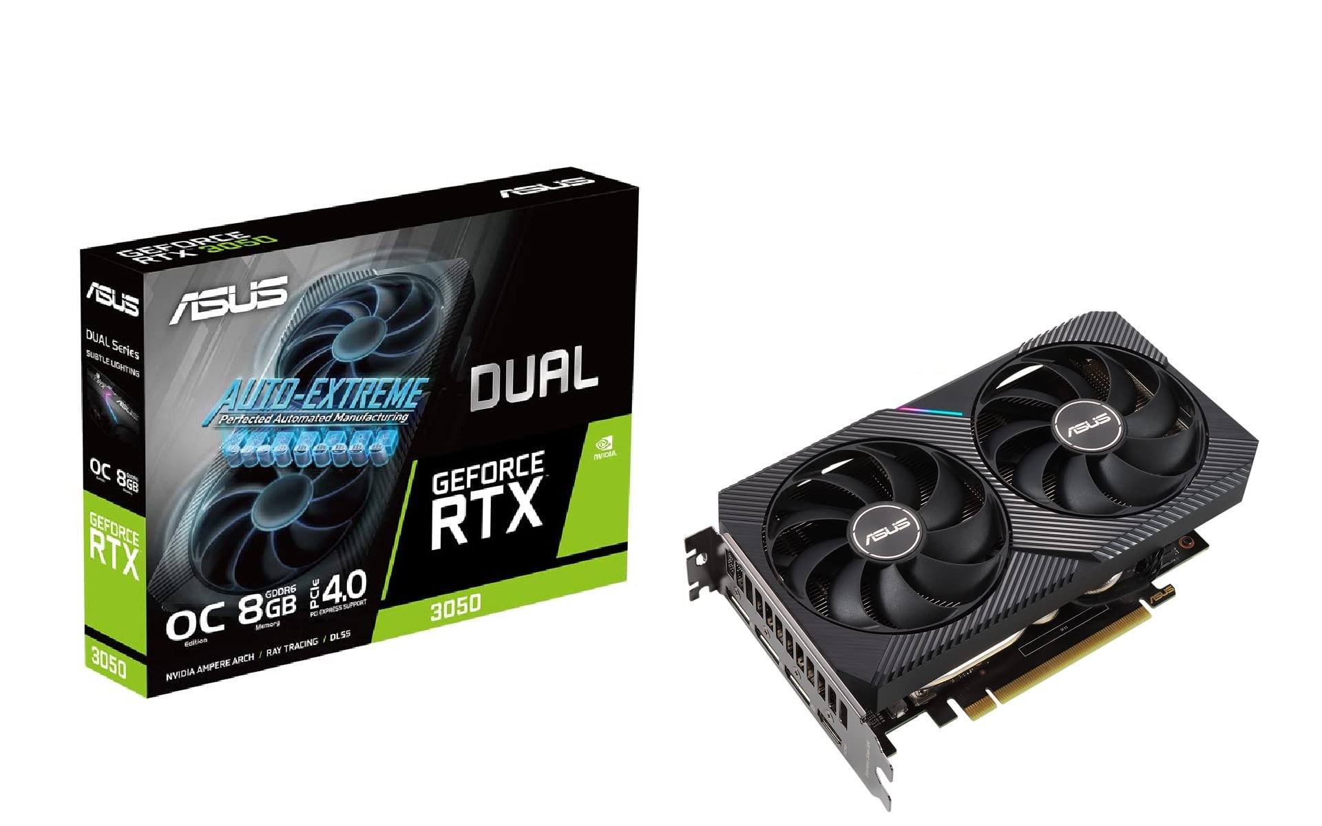 جعبه و کارت گرافیک جیفورس GTX 3050 ساخت ایسوس