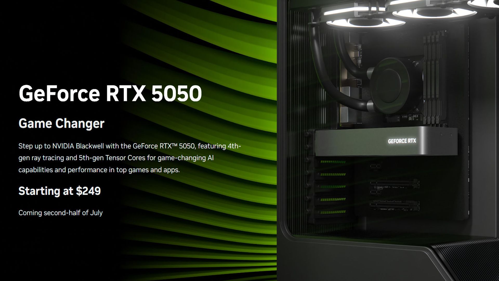 پوستر (کاور) تبلیغاتی شرکت انویدیا (Nvidia) برای کارت گرافیک RTX 5050