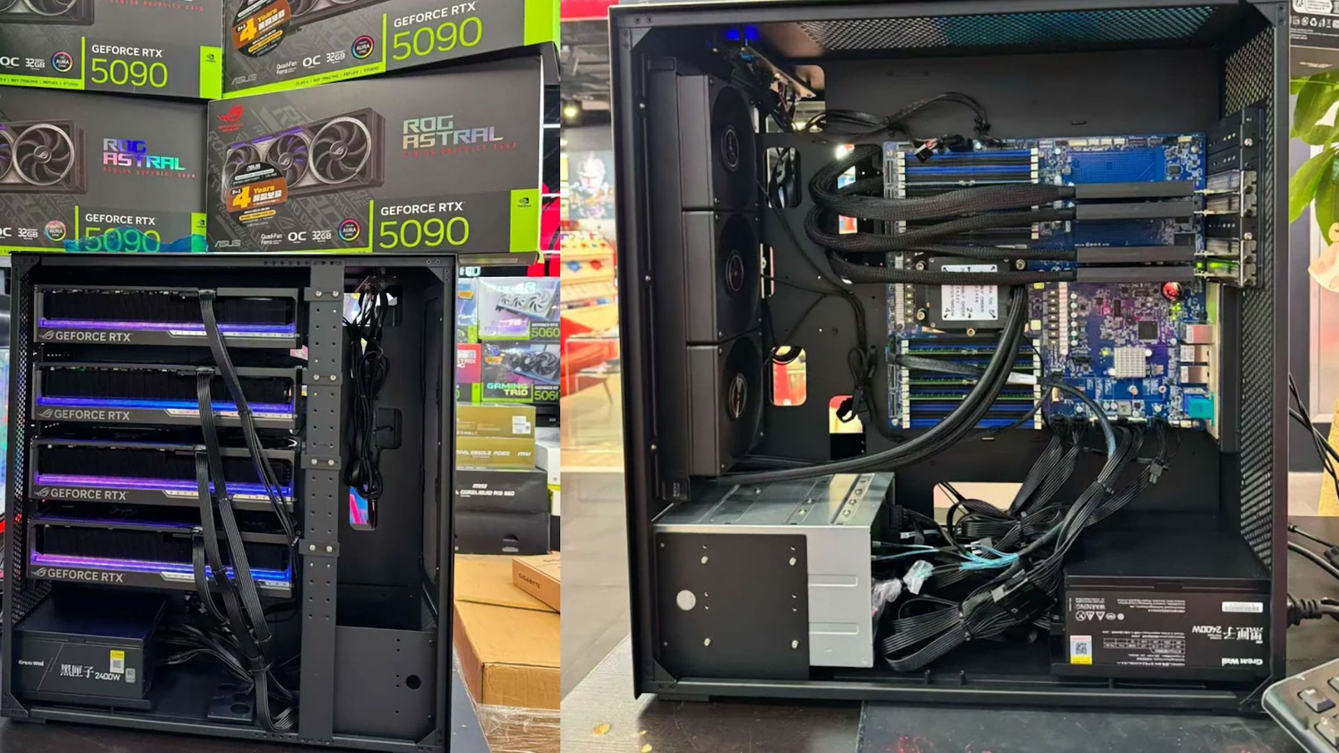 سیستمی با چهار RTX 5090 که بیش از ۲.۹ کیلووات برق می‌بلعد