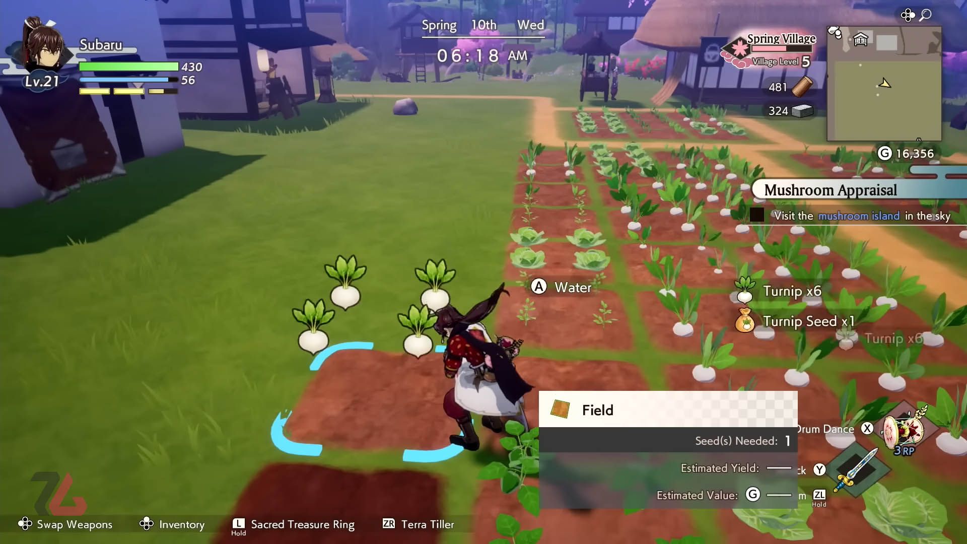 برداشت محصول مزرعه در بازی rune-factory-guardians-of-azuma