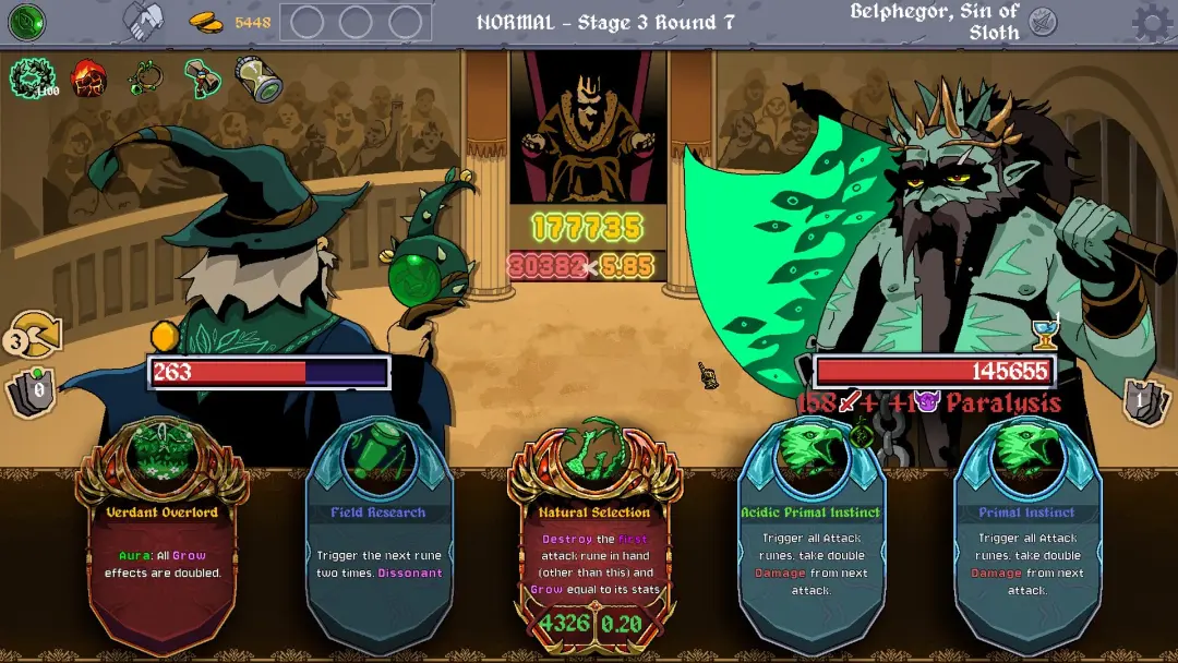 شخصیت جادوگر در مقابل هیولای Belphegor (Belphegor) در محیط بازی Runeveil