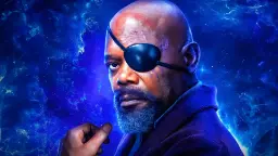ساموئل ال جکسون (Samuel L. Jackson) در نقش نیک فیوری (Nick Fury) با چشم‌بند سیاه