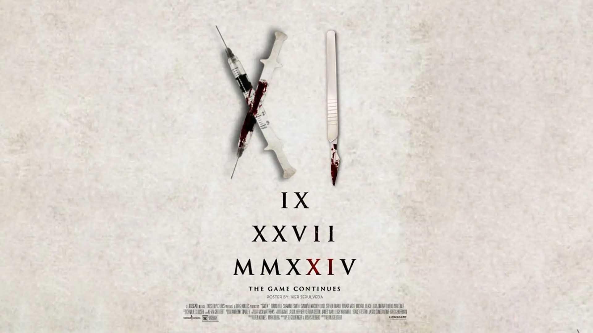 تیغ جراحی و آمپول خونی در پوستر فیلم Saw XI