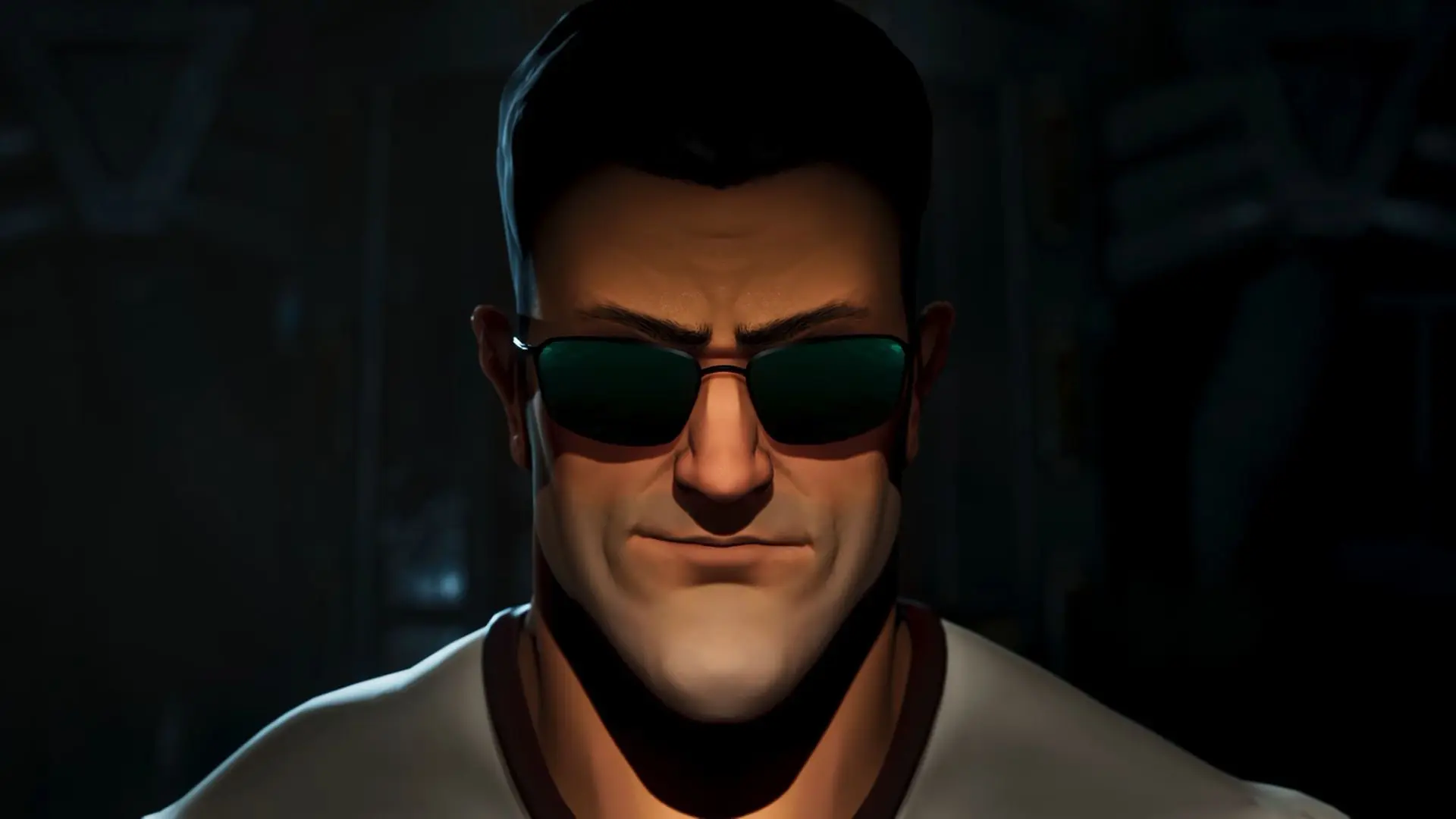 چهره شخصیت اصلی بازی Serious Sam (سریوس سم) با عینک آفتابی