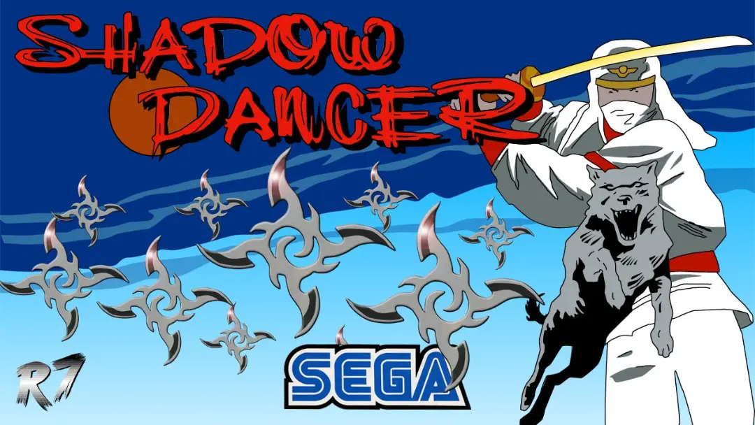 پوستر بازی Shadow Dancer سگا و نینجا در کنار سگ