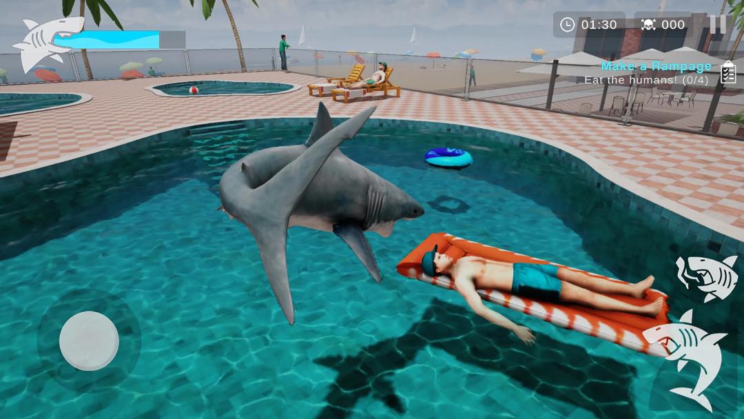 کوسه در استخر یک ساحل در بازی Shark Ravage