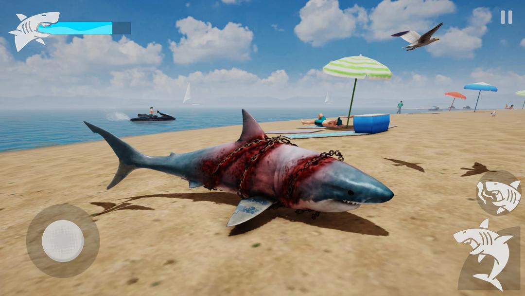 کوسه زخمی در ساحل بازی موبایل Shark Ravage