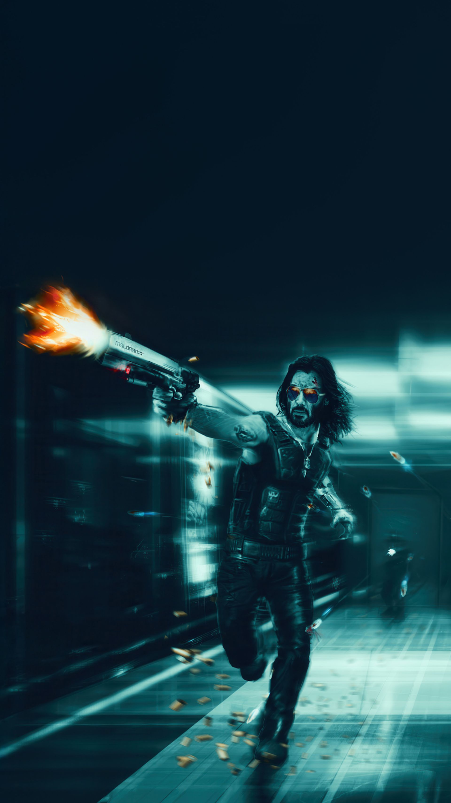 تیراندازی جانی سیلورهند (Johnny Silverhand) به دشمنان در بازی Cyberpunk 2077