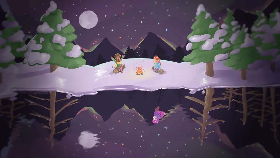 کمپینگ در محیط برفی و سفید بازی Celeste