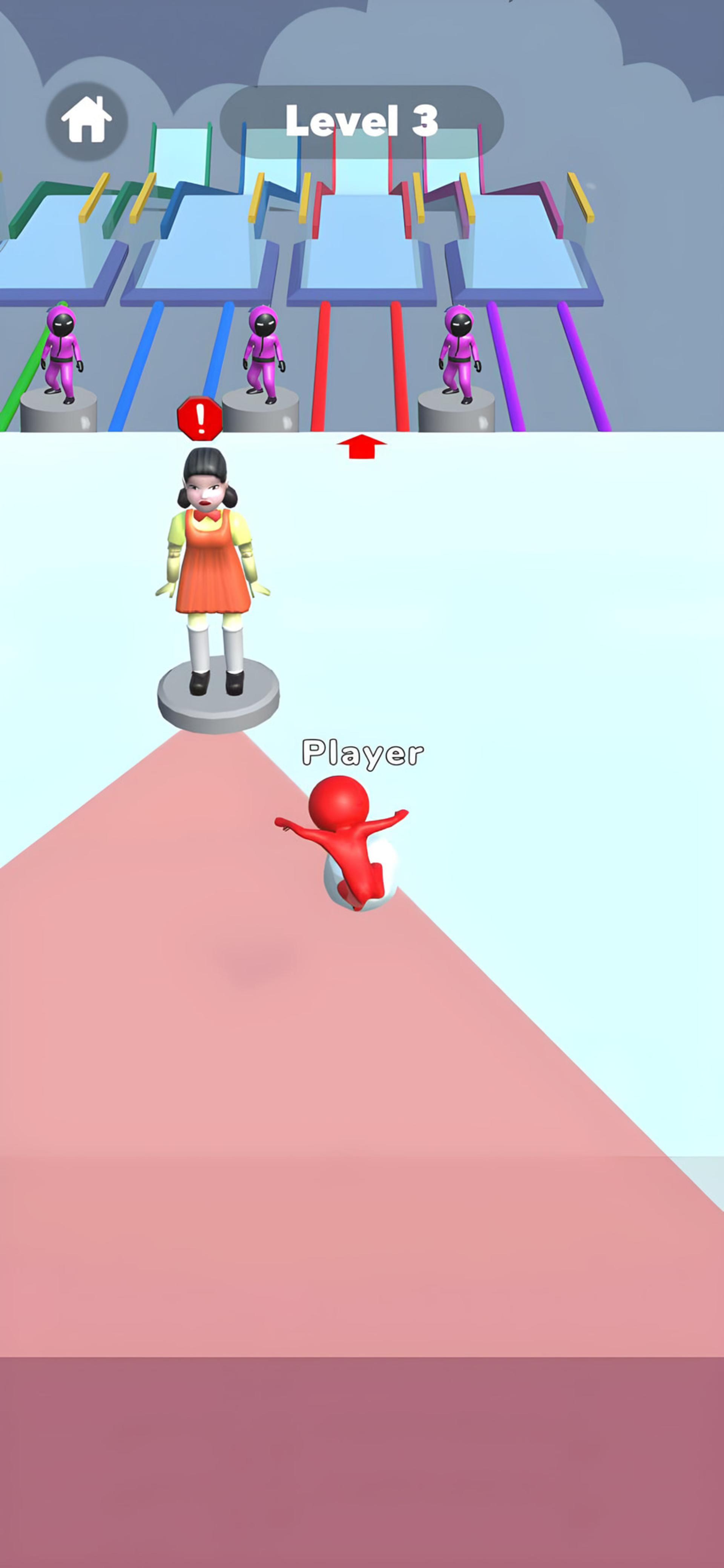 شخصیت قرمز بازیکن در بازی Snow Race در مرحله سوم