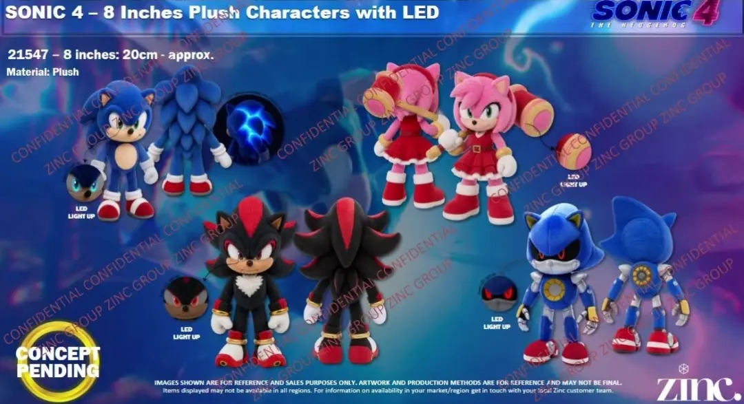 عروسک‌های پولش (Plush) شخصیت‌های سونیک (Sonic) با قابلیت نورپردازی LED