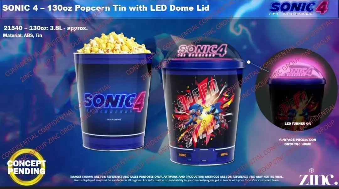 ظرف پاپ‌کورن سونیک ۴ (Sonic 4) با در گنبدی دارای نور LED