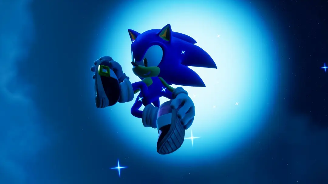 شخصیت سونیک (Sonic) در حال حرکت در فضای آبی در بازی Sonic Frontiers